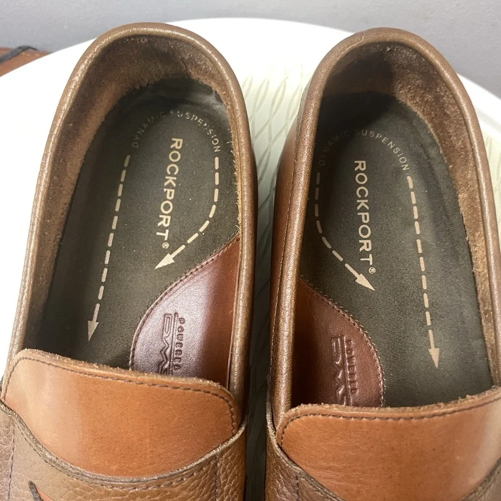 Rockport Men's Leather Driving Shoes Penny Loafer Brown Dress Shoes Sz. 12M